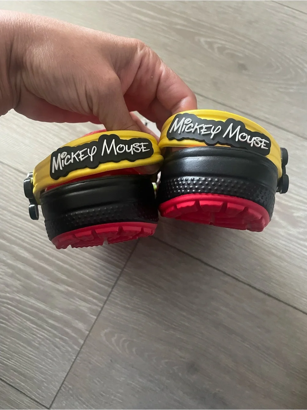 CROCS Kids Mickey Mouse Black/Red Clogs with Yellow Heel Strap